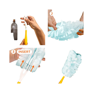 Kit de démarrage Dusters avec balais en microfibre, manche en bois, doux et durable, lavable et portable - Comprend 1 manche et 5 balais - Product Image 1
