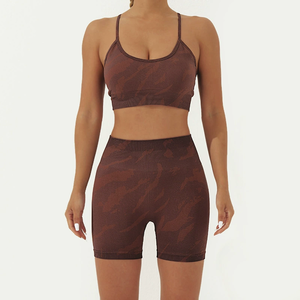 <span class=keywords><strong>Ensemble</strong></span> de vêtements de yoga pour femmes, shorts de yoga pour sports de plein air, séchage rapide, respirant, taille haute, soutien-gorge de fitness qui relève les hanches - Product Image 3
