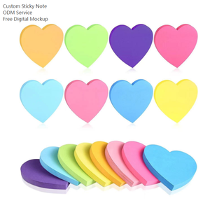 Bloc-notes autocollant en forme de cœur fluorescent 8 couleurs du fabricant, 82 pages, mémo adhésif haute viscosité, forme spéciale - Product Image 1