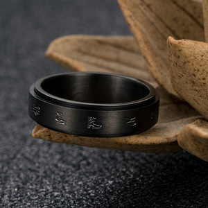 Cross-border best-selling <b>titanium</b> steel rotatable stress-relieving <b>black</b> <b>ring</b>, retro stainless steel <b>ring</b> to relieve anxiety. - Product Image 2