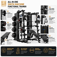 ZY- Smith Machine Functional Trainer Power Rack avec Crossover par Câble, Multi-Gym, Équipement de Fitness à Domicile, Système d'Entraînement Tout-en-un