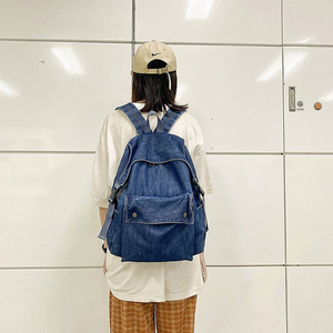 Dernier design de sac à dos en denim de voyage en toile Bule simple vintage de grande capacité pour étudiants - Product Image 4