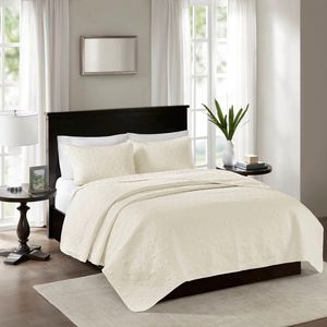 DB Cream Twin/Twin XL Reversible Quilt <b>Set</b> Geometric Pattern Cotton Filling Waterproof <b>Massage</b> for Hotels Weddings Christmas - Product Image 1
