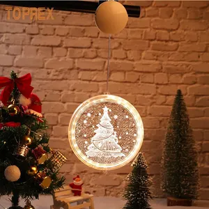 New product christmas decor indoor bell santa house sculpture battery supply led hanging lights