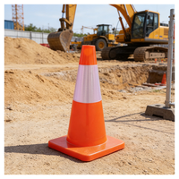 Cône de signalisation en PVC robuste avec bande réfléchissante pour la sécurité des travaux de construction, des travaux routiers, des tunnels et des parkings