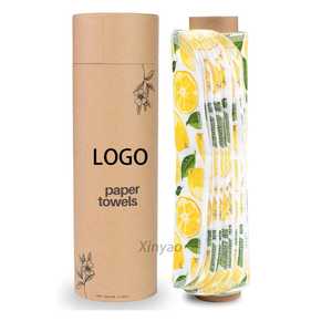 Rouleau de <span class=keywords><strong>papier</strong></span> essuie-tout en coton flanelle réutilisable super absorbant avec logo personnalisé, feuilles de torchon en <span class=keywords><strong>papier</strong></span> <span class=keywords><strong>citron</strong></span> avec rouleau en carton adapté à tous les supports - Product Image 1