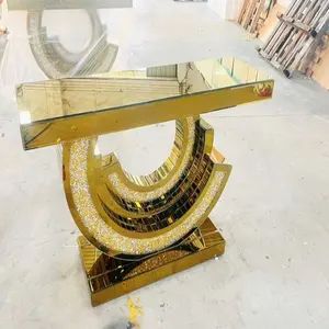 New popular CC shape gold color mirror console table factory directly sale home furniture