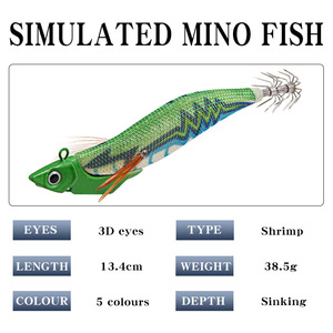 Leurre de pêche Ytqhxy pour crevettes, 13,4 cm, 38,5 g, appât de fond pour la pêche en mer, poisson d'eau salée, artificiel, lumineux dans le noir, cinq couleurs, avec hameçons - Product Image 5