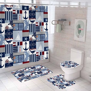 Rideau de Douche en Polyester Imprimé Numérique Motif Vie Marine, Imperméable, Personnalisable, Ensemble de Rideaux de Douche, Vente en Gros - Product Image 1