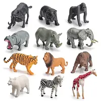 12 Buah Model Koleksi Mainan Hewan Liar Pvc Solid Mainan Pendidikan Satwa Liar Singa Harimau Jerapah Mainan