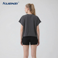 T-shirt pour femme Kuenzi, personnalisé avec logo, col rond, manches courtes, 100% coton, 280GSM, coupe ample, épaules tombantes