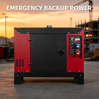 Générateur diesel silencieux triphasé à démarrage électrique personnalisé de 15 kW, refroidi par air, puissance équivalente, 110 V à 415 V, pour mini-marchés et travaux en extérieur