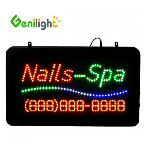 ป้ายไฟ LED โฆษณาในร่ม Genilight รูปทรงสี่เหลี่ยมผืนผ้าขนาด 22x13 นิ้ว ปรับแต่งได้ หลายสี กระพริบ สำหรับร้านทำเล็บ ร้านสปา พร้อมแสดงเบอร์โทรศัพท์ - Product Image 1