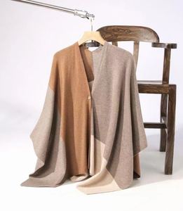 Conjunto de gorro <span class=keywords><strong>morado</strong></span> de lana gris, bufanda pashmina de Cachemira, chales finos, chal <span class=keywords><strong>bordado</strong></span> con mangas - Product Image 2
