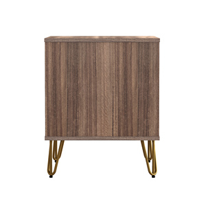 Brown Nightstand With Drawer And <b>Open</b> Shelf On Gold Hairpin Legs - Product Image 3