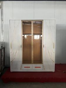 Armoire en acier pour chambre à coucher, 4 portes, avec impression, armoire en métal pour vêtements, armoire pour auberge - Product Image 5