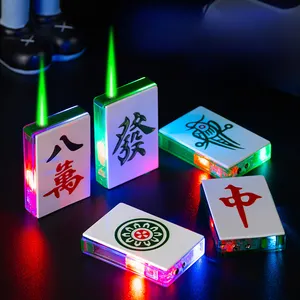 Dazzle Poker Mahjong rüzgar geçirmez şeffaf görünür hava rüzgar geçirmez sigara alev çakmak ile Led ışık