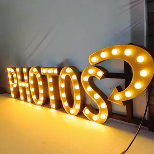 Led ánh sáng lên 3D marquee dấu hiệu thanh kim loại Antique Logo Led chữ lớn cho cửa hàng và trang trí đám cưới