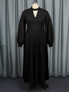 Maniche lunghe a lanterna tagliate Maxi <span class=keywords><strong>abiti</strong></span> a pieghe da donna <span class=keywords><strong>Curvy</strong></span> <span class=keywords><strong>taglie</strong></span> forti - Product Image 4