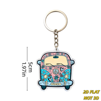Gantungan Kunci Akrilik Hippie Van PEACE Desain Retro Flower Power dengan Tanda Perdamaian & Hati untuk Kunci, Tas, Ransel