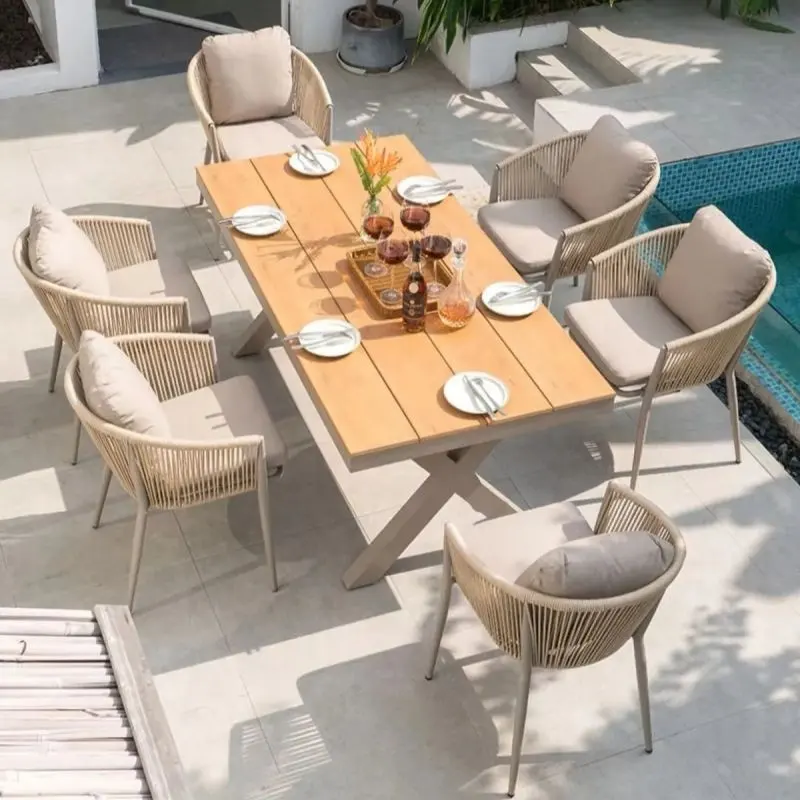 Lüks açık bahçe Rattan mobilya restoran veranda Rattan hasır sandalyeler