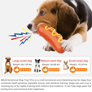 Funny Hot <b>Dog</b> Chewing Toy for <b>Dogs</b> Plastic Boredom Buster with Mustard Design Interactive Pet Toy - Product Image 2