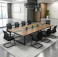 Table de conférence commerciale Shengli en MDF avec boîte à câbles - Design moderne et minimaliste, 12 places, pieds en métal pour salles de conférence de bureau