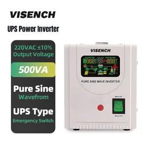 Visench 24V 48V 220V Dc Ac Pure Sine Wave 1000W 1000Va 2000 Watt 3000Va 3kva 5kva Solar Ups Power Inverter untuk Rumah