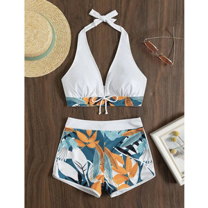 Ensemble <span class=keywords><strong>2</strong></span> pièces <span class=keywords><strong>femme</strong></span> <span class=keywords><strong>taille</strong></span> <span class=keywords><strong>haute</strong></span> à volants col en V profond contrôle du ventre séchage rapide respirant Spandex/Polyester <span class=keywords><strong>maillot</strong></span> <span class=keywords><strong>de</strong></span> <span class=keywords><strong>bain</strong></span> athlétique - Product Image 4