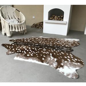 Alfombra Moderna de Pelo Largo de Poliéster Sintético con Diseño de Piel de Ciervo Sika, Hecha a Máquina, Lavable, 110x90cm, para Decoración del Hogar y Dormitorio - Product Image 1