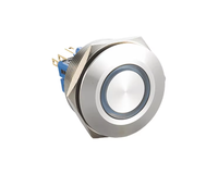 HABOO Interrupteur à bouton-poussoir en acier inoxydable de 30 mm avec lampe, verrouillage/retentissement, momentané/réinitialisation, alimentation étanche 1NO1NC