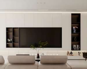 Meuble TV en bois massif sur mesure, design moderne européen, style ferme américaine, salon, hôpital, hôtel, table console - Product Image 5