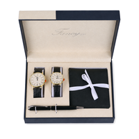Ensemble cadeau de montres exquises pour couple, montre-bracelet en cuir pour homme et femme, portefeuille, stylo, pack commémoratif romantique pour anniversaire, Saint-Valentin