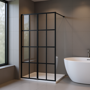 Mampara de Ducha de Vidrio Templado Transparente de 31.5x76.8 Pulgadas con Marco, Puerta Corredera, Diseño Minimalista, Grosor de 6mm - Product Image 2