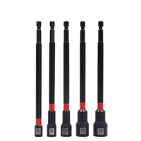 TOOLJOY Jeu de tournevis à écrou magnétique Embouts à douille à impact long Finition noire phosphatée avec tube thermorétractable personnalisable