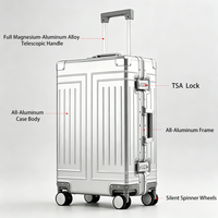 Valise rigide en alliage d'aluminium pleine alliage, durable, avec serrure TSA, roues pivotantes silencieuses à 360°, pour voyages d'affaires, bagage à main