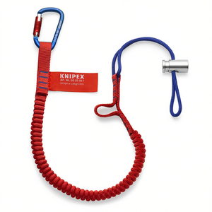 Cordón para herramientas Knipex con mosquetón fijo, rojo y azul, 1 m de longitud, para seguridad de las herramientas - Product Image 1