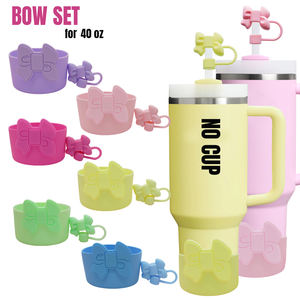 Juego de Accesorios para Vasos con Diseño de Lazo y Flor Navideña, de Silicona, para Botella de Agua Stanley de 40 oz - Product Image 4