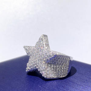 แหวนดาวเดวิดแบบฮิปฮอปประดับเพชรโมอิสซาไนต์ VVS ระยิบระยับสำหรับผู้ชาย - Product Image 2