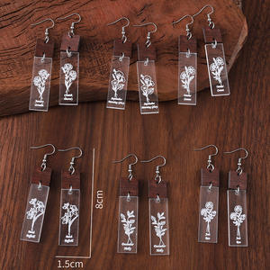 Pendientes acrílicos Flor de nacimiento flor Dios geométrico Rectangular Patchwork colgante pendientes para mujer Uionen 813 - Product Image 2