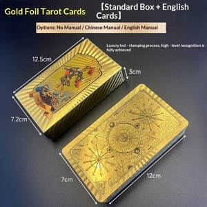 Cartes de tarot en feuille d'or 78 pièces, impression personnalisée, PVC imperméable, jeu de divination avec guide pour débutants - Product Image 2