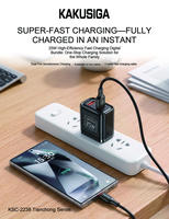 Set Charger Dinding Dual USB Grosir Kakusiga, Colokan US, Adaptor Daya Pengisian Cepat dengan Kabel USB Tipe C untuk Smartphone