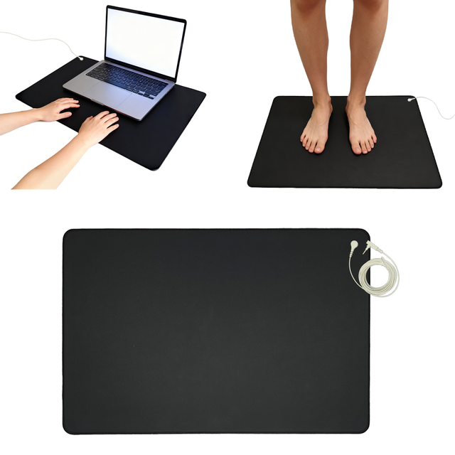Black PU Leather Grounding Mat Conductive Anti-Static Earthing Pad for Office Home Desk ESD Protection, Factory Supply