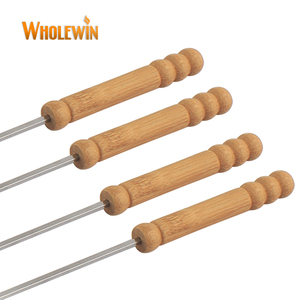Nhà Máy Giá tái sử dụng dài BBQ xiên với tay cầm bằng gỗ rang kim Phụ kiện cho Nướng & barbecuing - Product Image 3