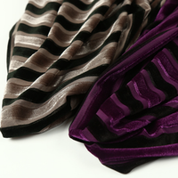 Tissu en velours rayé extensible dans les quatre sens, bicolore, avec Lurex métallique, en polyester et élasthanne, pour robes et abayas