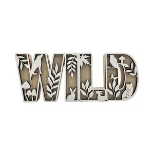 Fábrica Estampado de leopardo Wold Home Sign Bloque de madera MDF Artesanías rústicas Letra de madera Sgin Decoración del hogar
