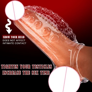 Wholesale Reusable Crystal Long Time Spray Penis Sex Toy <strong>Cock</strong> <strong>Sleeves</strong> Condom Reusable Silicone Penis <strong>Sleeve</strong> for Men - Product Image 3