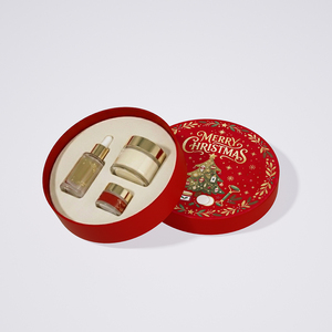 Emballage en carton pour soins de la peau de Noël, durable et de qualité supérieure, impression offset, boîte cadeau ronde avec couvercle et base, avec insert en EVA - Product Image 3