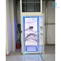 Ascenseur hydraulique résidentiel à 3 étages, cabine en verre, petit ascenseur pour maison, villa, pour 2 personnes