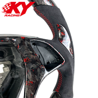 Volant sport racing personnalisé en fibre de carbone forgée rouge et cuir noir pour Chevrolet Corvette C7 ZR1 Camaro SS ZL1